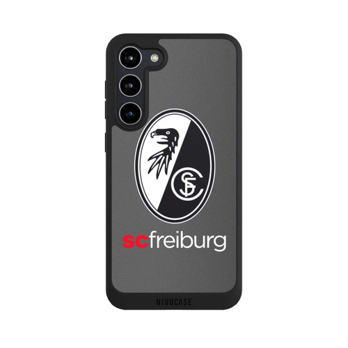Samsung Galaxy S23+ NIVOpure Carbon Hell Hintergrund mit dem Schriftzug SC Freiburg