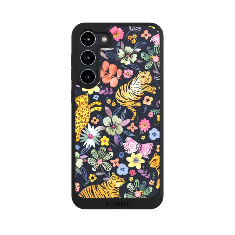 Galaxy S23 + NIVOpure Frühlingsblumen mit Tiger schwarz