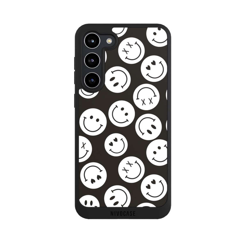 Galaxy S23 + NIVOpure Smiles Emotes Pattern Black And White