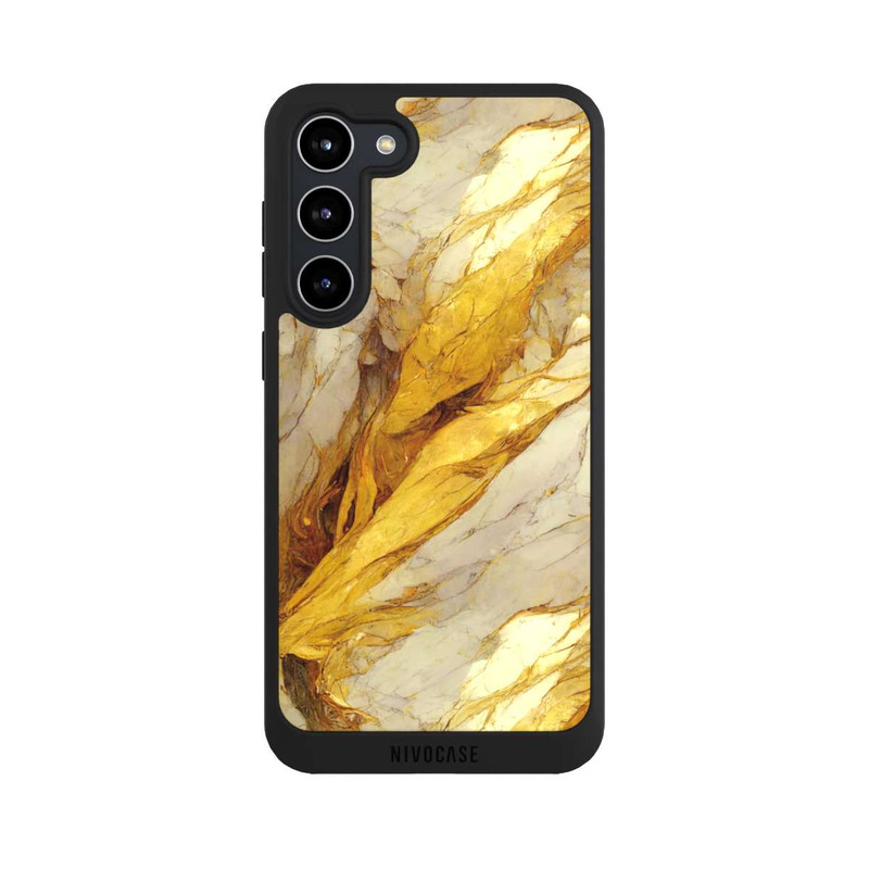 Galaxy S23 + NIVOpure Couches d'impression en marbre blanc et or