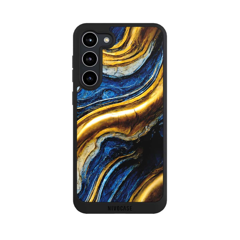 Galaxy S23 + NIVOpure Struktur im Royalblau- und Gold-Look