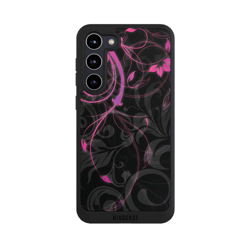 Galaxy S23 + NIVOpure Schwarze und rosa Herbstblumen