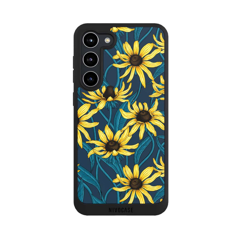 Galaxy S23 + NIVOpure Sonnenblumen auf Blauem Hintergrund