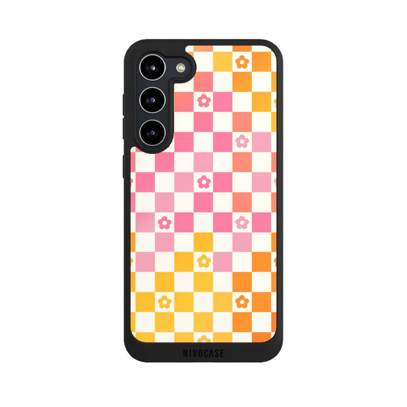 Galaxy S23 + NIVOpure Colorful Dopamin Flowers Checked Pattern