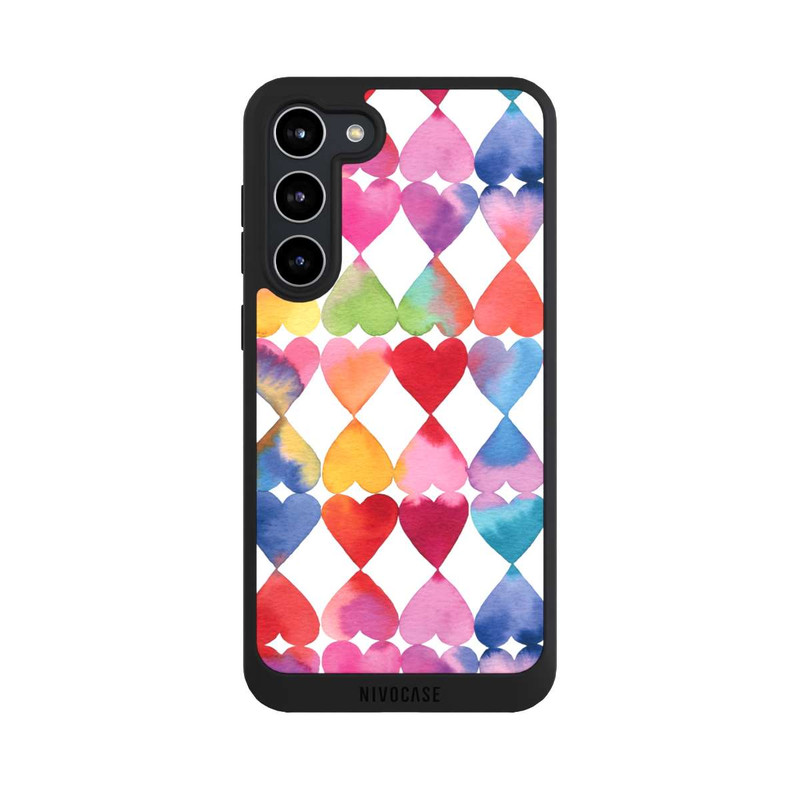 Galaxy S23 + NIVOpure Buntes Herz Watercolor Muster