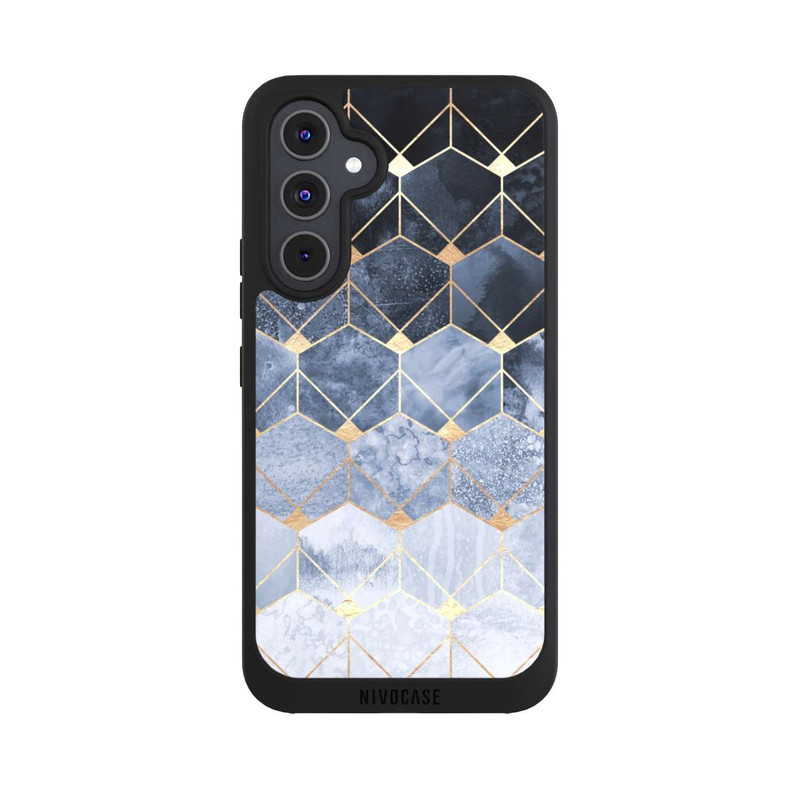 Galaxy A54 5G NIVOpure Impression Or Hexagones Bleus Et Diamants