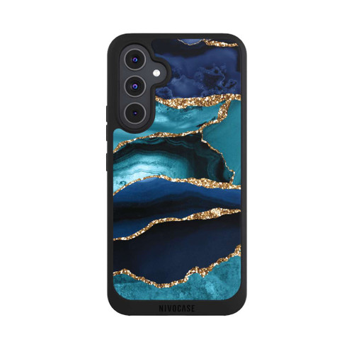 Samsung Galaxy A54 5G NIVOpure Dark and Light Blue Marble Gold Glitter Look