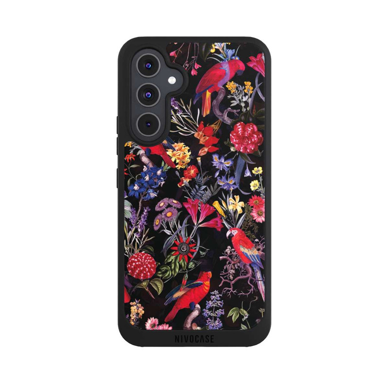 Galaxy A54 5G NIVOpure Dunkle Blumen und Papageien