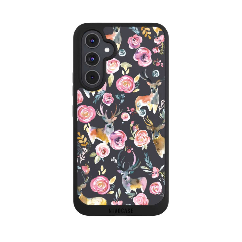 Galaxy A54 5G NIVOpure Hirsche und Blumen Anthrazit