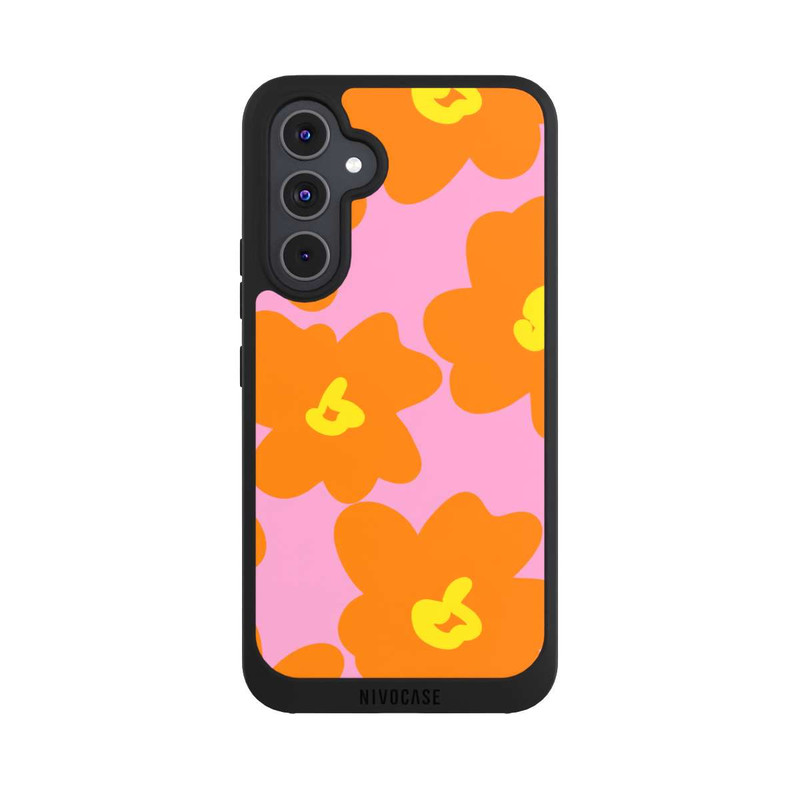 Galaxy A54 5G NIVOpure Retro Blumenmuster Pink und Orange