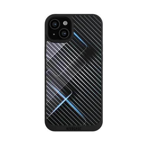 Apple iPhone 15 Plus NIVOpure Blaue Linien auf Karbon