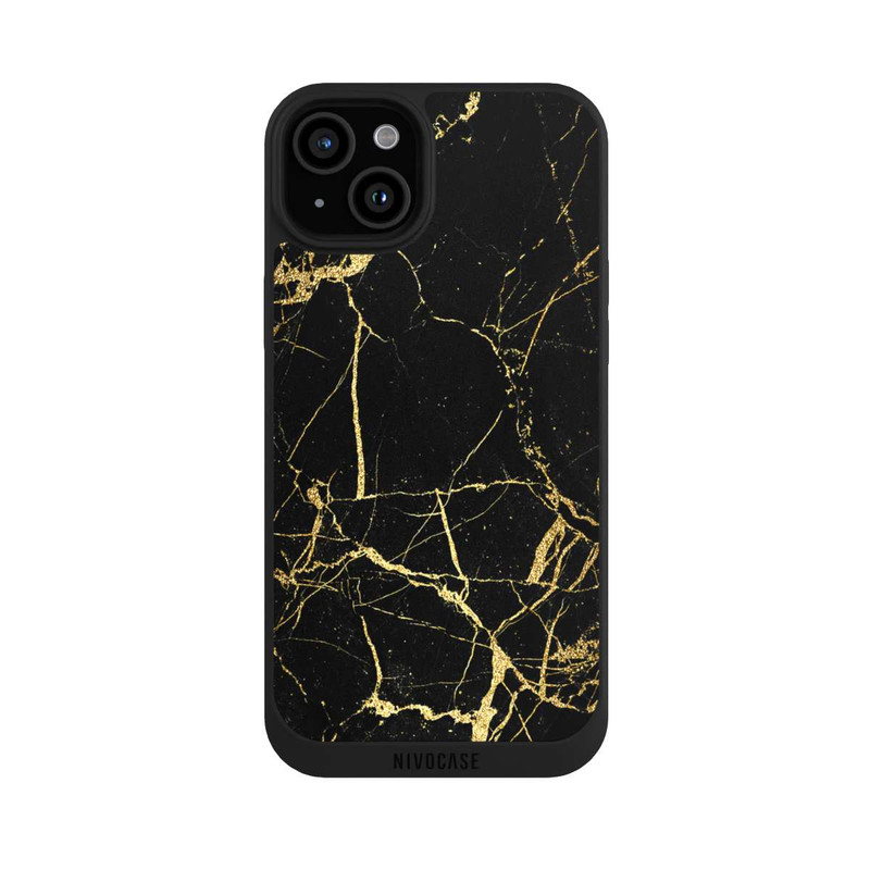 iPhone 15 Plus NIVOpure Marbre Noir et Or