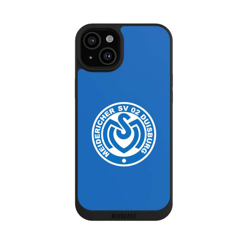 Apple iPhone 15 Plus NIVOpure MSV Logo auf Blau