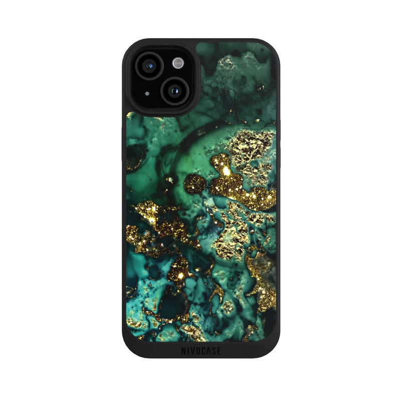 iPhone 15 Plus NIVOpure Cyan Glitter Marble Look