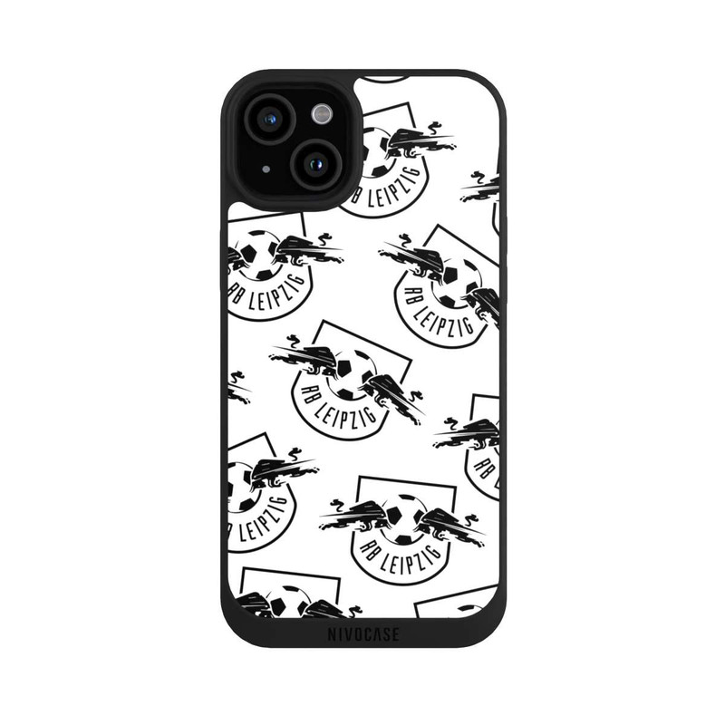 iPhone 15 Plus NIVOpure Logos RB Leipzig Schwarz auf Weiß