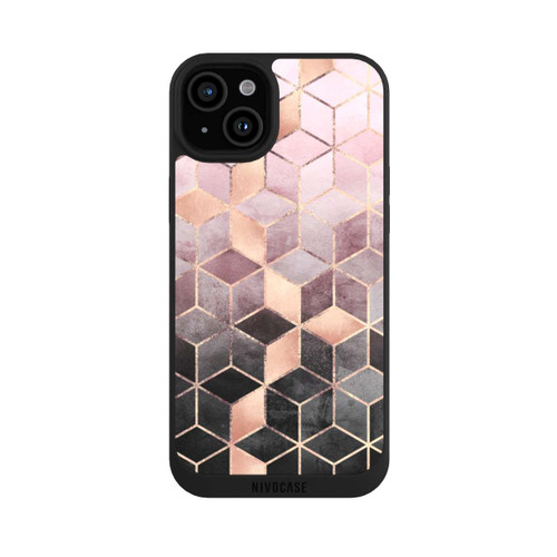 Apple iPhone 15 Plus NIVOpure Imprimé Cubes Dégradés Gris Rose