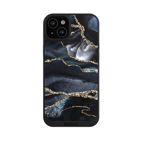 Apple iPhone 15 Plus NIVOpure Dunkler Marmor Gold Glitzerlook