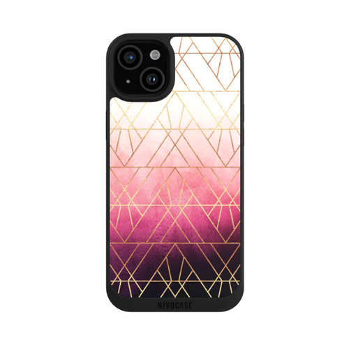 Apple iPhone 15 Plus NIVOpure Triangles ombrés roses imprimé doré