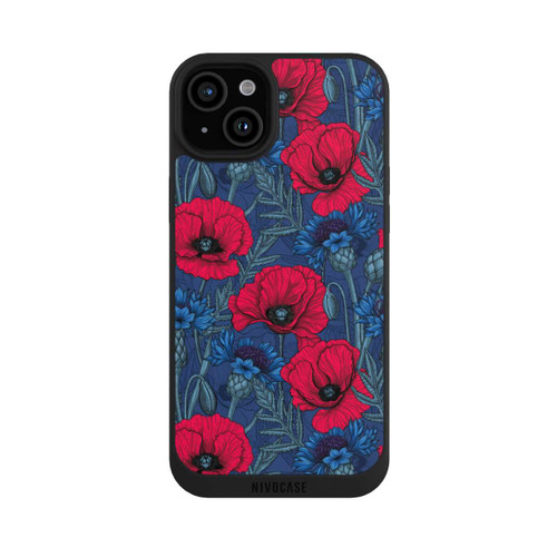 Apple iPhone 15 Plus NIVOpure Poppies and Cornflowers on Blue