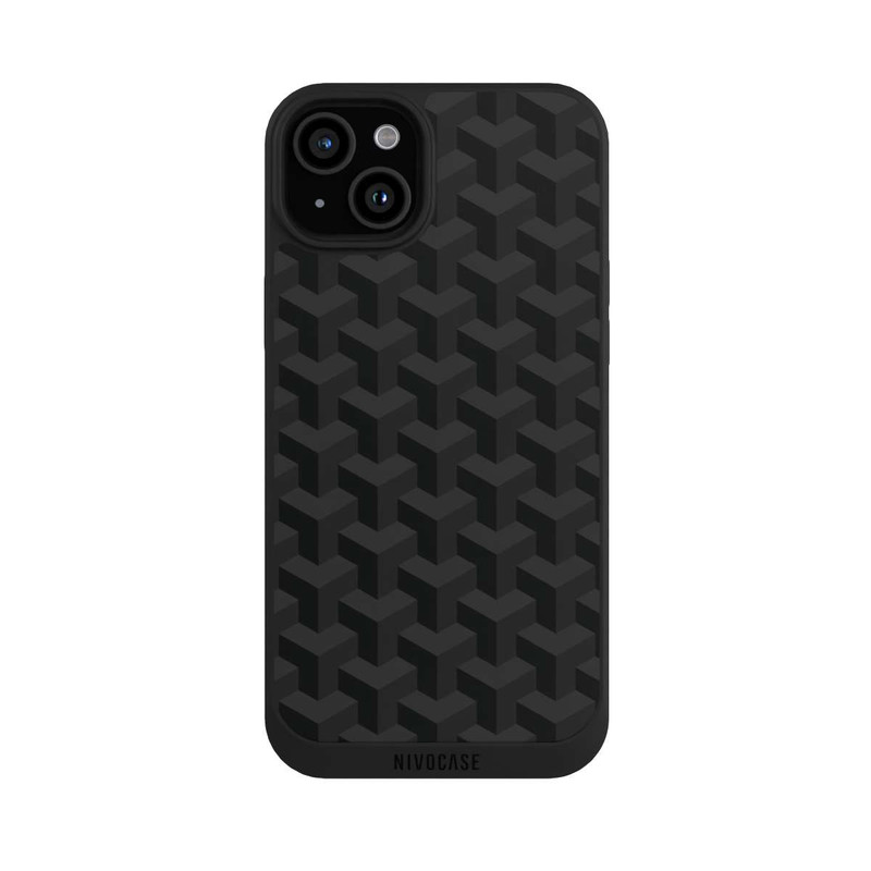 iPhone 15 Plus NIVOpure Black Isometric Pattern
