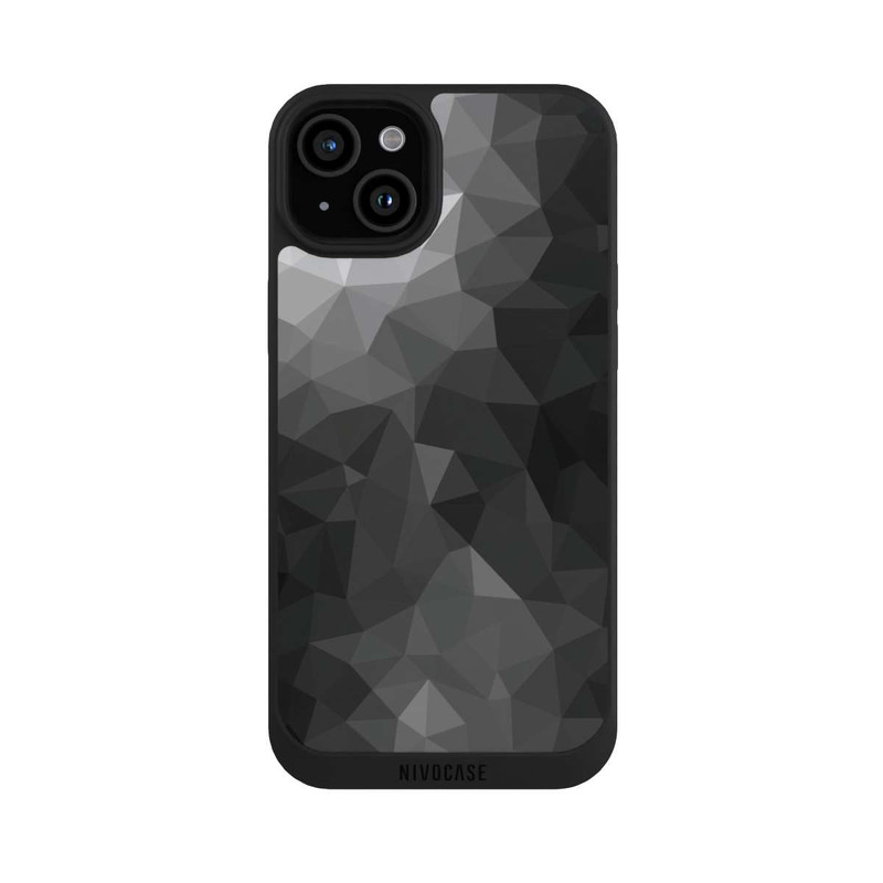 iPhone 15 Plus NIVOpure Polygonales Mosaik Schwarz/Weiß