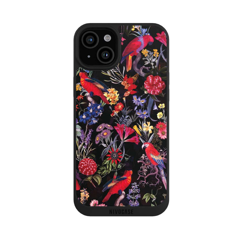 iPhone 15 Plus NIVOpure Dark Flowers and Parrots