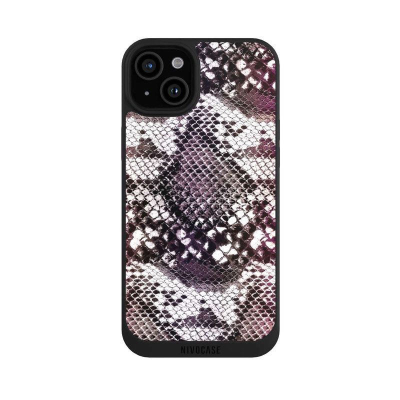iPhone 15 Plus NIVOpure Burgundy Snake Skin Pattern