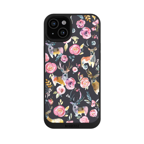 Apple iPhone 15 Plus NIVOpure Deers and flowers Anthracite