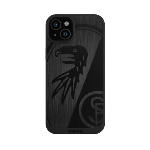 Apple iPhone 15 Plus NIVOpure SC Freiburg Kratzen Horizontal Metall Hintergrund