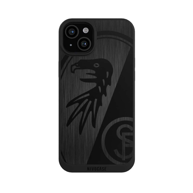 iPhone 15 Plus NIVOpure SC Freiburg Kratzen Horizontal Metall Hintergrund