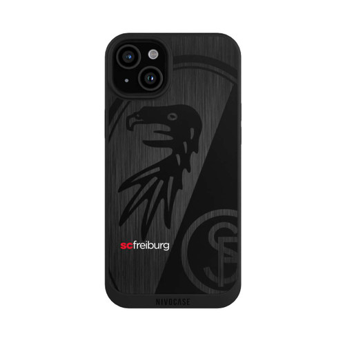 Apple iPhone 15 Plus NIVOpure  Kratzen Metall Hintergrund mit dem Schriftzug  Vertikal SC Freiburg