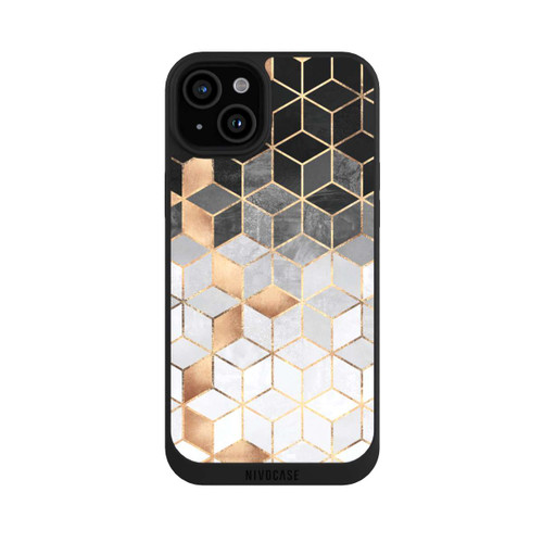 Apple iPhone 15 Plus NIVOpure Cubes Sombres &amp; Dorés
