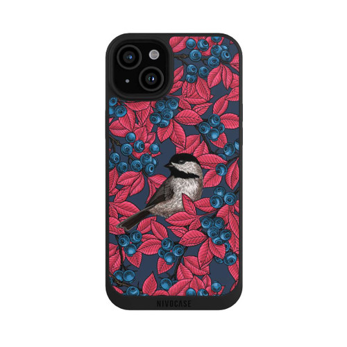 Apple iPhone 15 Plus NIVOpure Oiseaux &amp; Myrtilles Bleu Marine