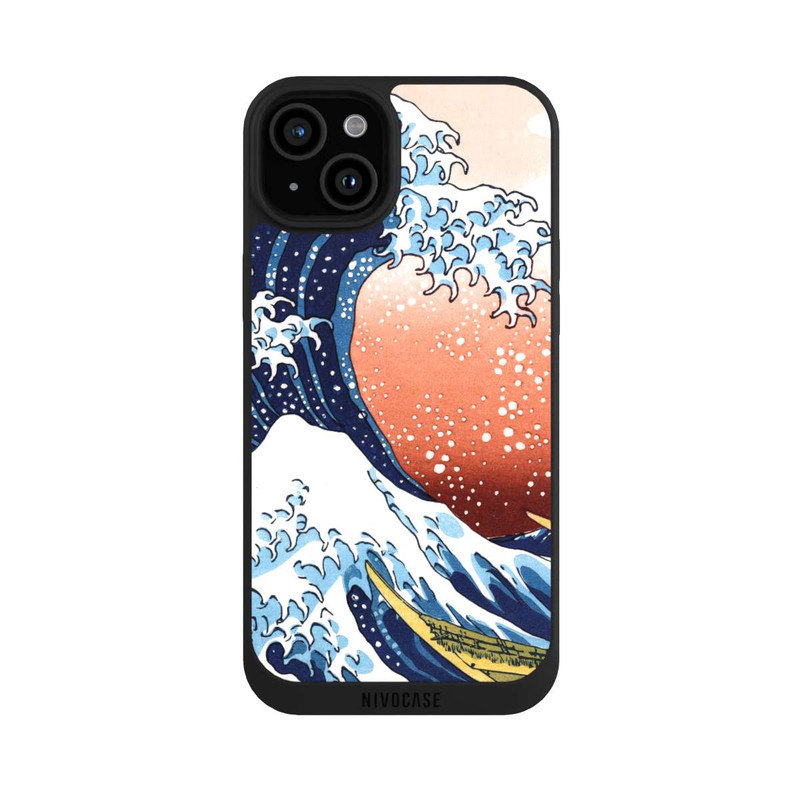 iPhone 15 Plus NIVOpure Kanagawa Wave with red background