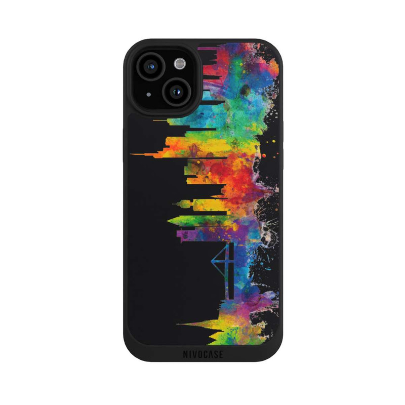 iPhone 15 Plus NIVOpure Ligne d'horizon de Francfort Allemagne Noir