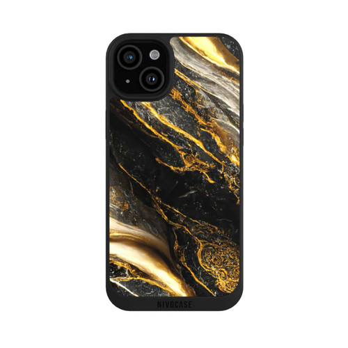 Apple iPhone 15 Plus NIVOpure Schwarze Marmor Goldschichten