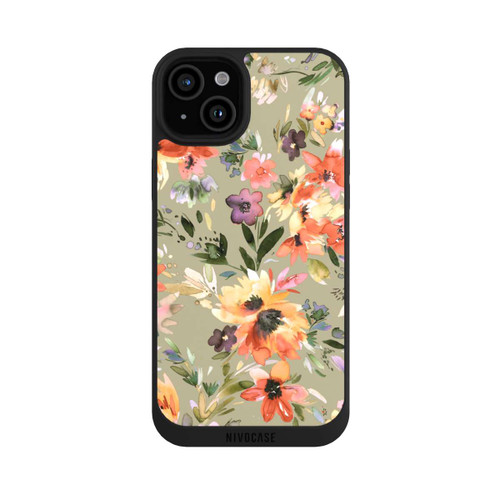 Apple iPhone 15 Plus NIVOpure Malerische tropische Blumen Salbeigrün