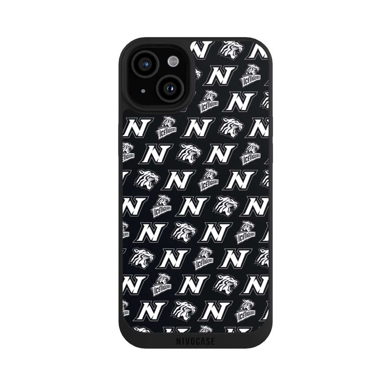 iPhone 15 Plus NIVOpure Nürnberg Ice Tigers Muster Schwarz