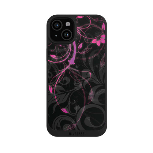 Apple iPhone 15 Plus NIVOpure Fleurs d'automne noires et roses