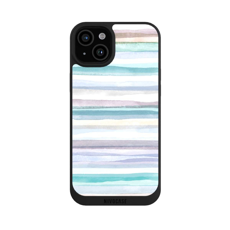 iPhone 15 Plus NIVOpure Pastellfarbene Streifen Blau