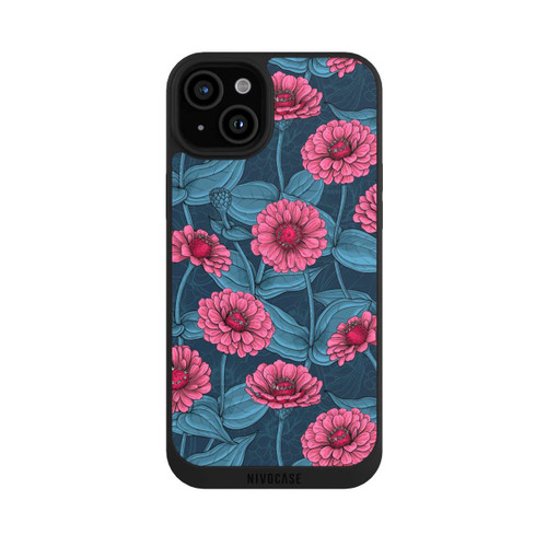 Apple iPhone 15 Plus NIVOpure Flower Pattern Pink And Blue Illustration