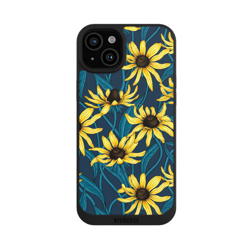 Apple iPhone 15 Plus NIVOpure Sunflowers Pattern Dark Illustration
