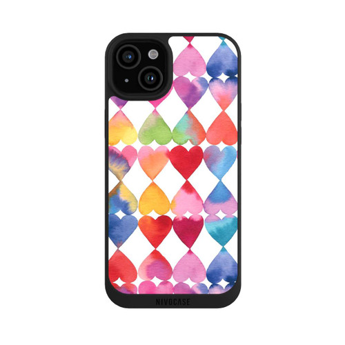 Apple iPhone 15 Plus NIVOpure Colorful Watercolor Hearts Pattern