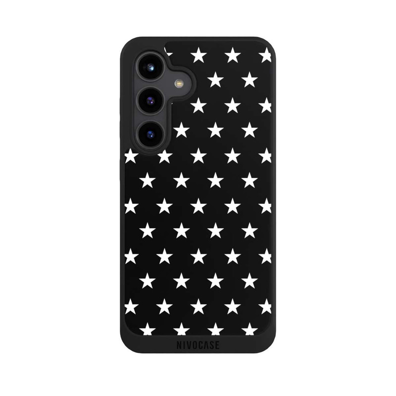 Galaxy S24 NIVOpure Confettis Etoiles Blanches sur Fond Noir