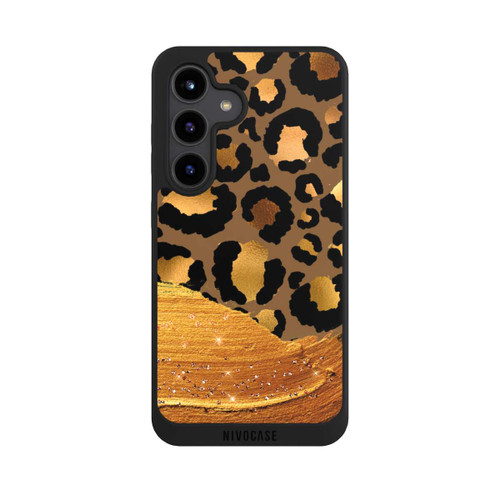 Samsung Galaxy S24 NIVOpure Dunkelgoldener Leoparden Glitzerlook
