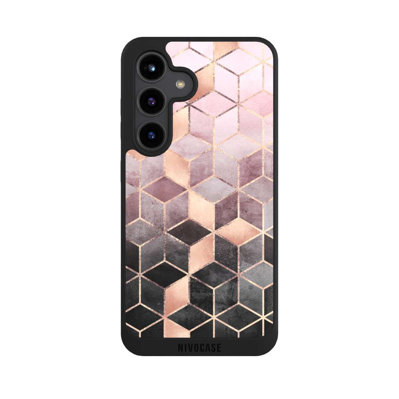Galaxy S24 NIVOpure Pink-grauer Farbverlauf Würfel Druck