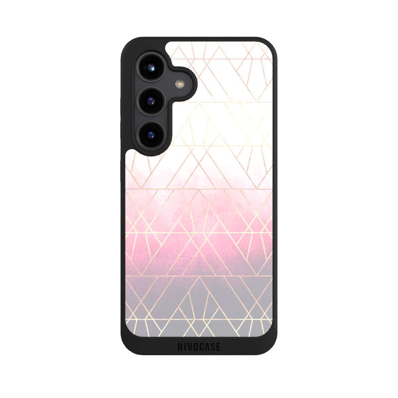 Galaxy S24 NIVOpure Pink Ombre Dreiecke Golddruck