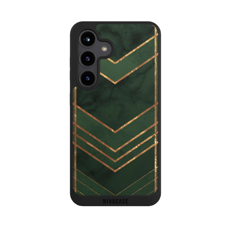 Galaxy S24 NIVOpure Dark Green Pattern Golden Stripes