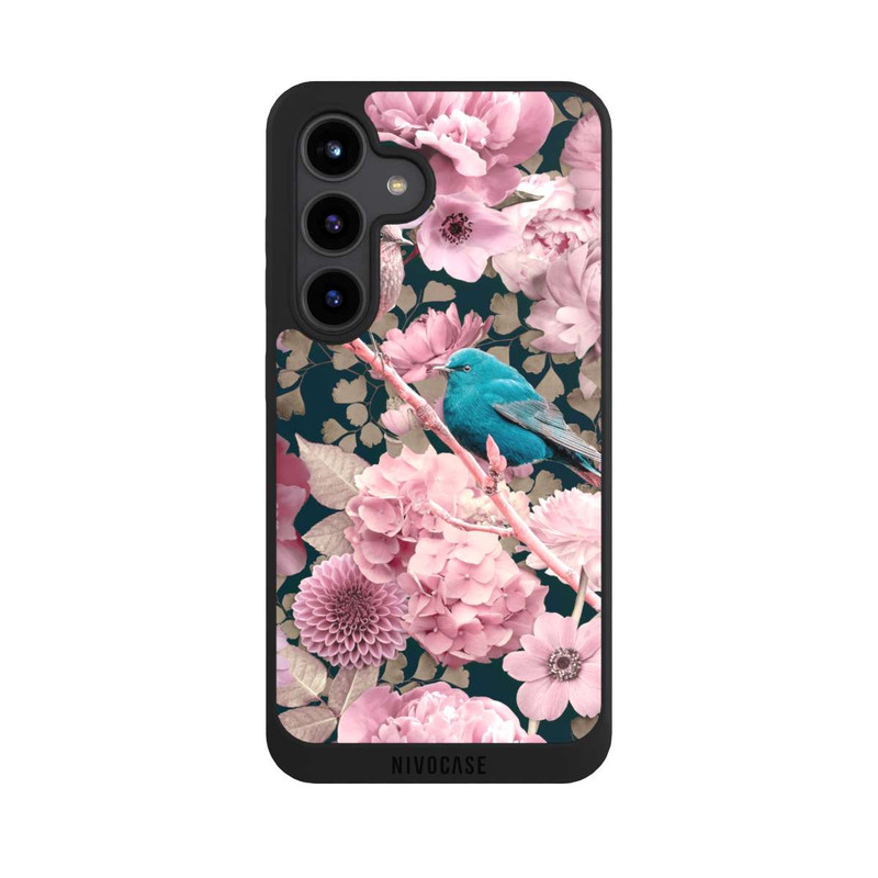 Galaxy S24 NIVOpure Moineaux à motif de fleurs roses