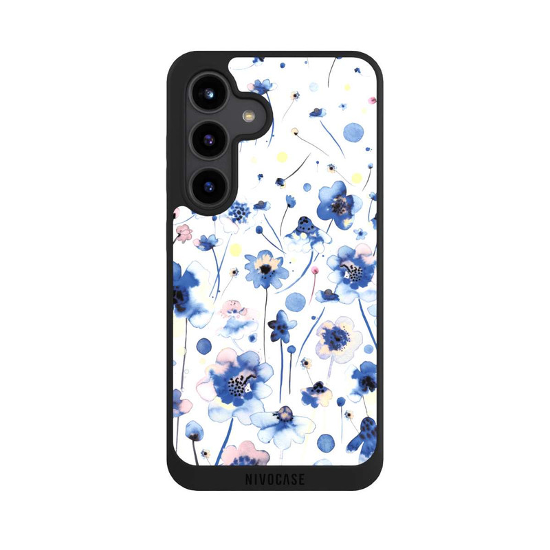 Galaxy S24 NIVOpure Fleurs bleues d’encre aquarelle